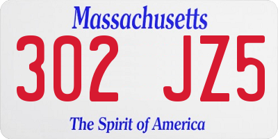 MA license plate 302JZ5