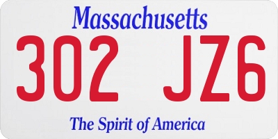 MA license plate 302JZ6