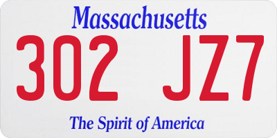 MA license plate 302JZ7