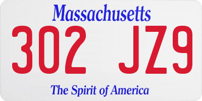 MA license plate 302JZ9