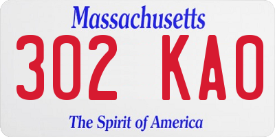 MA license plate 302KA0