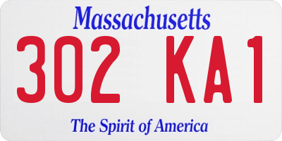 MA license plate 302KA1