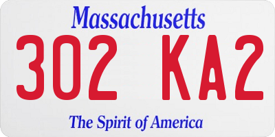 MA license plate 302KA2