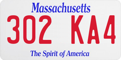 MA license plate 302KA4