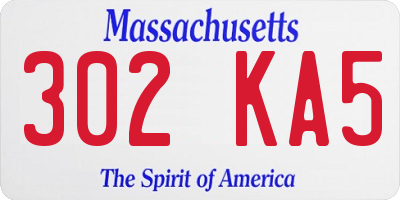 MA license plate 302KA5