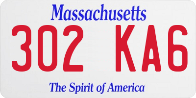 MA license plate 302KA6