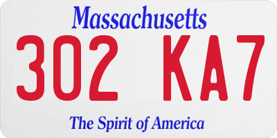 MA license plate 302KA7