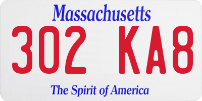 MA license plate 302KA8