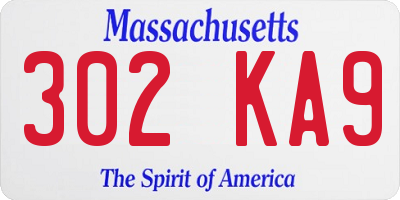 MA license plate 302KA9