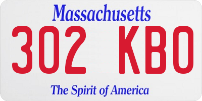 MA license plate 302KB0