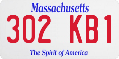MA license plate 302KB1