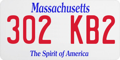 MA license plate 302KB2