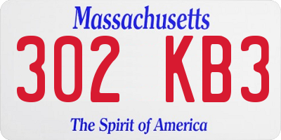 MA license plate 302KB3