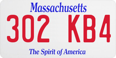 MA license plate 302KB4