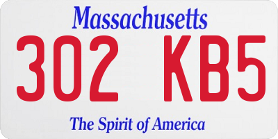 MA license plate 302KB5