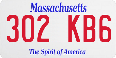 MA license plate 302KB6