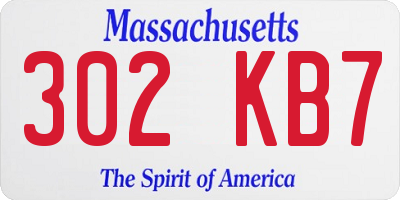 MA license plate 302KB7