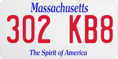 MA license plate 302KB8