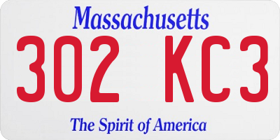 MA license plate 302KC3