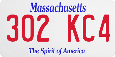 MA license plate 302KC4