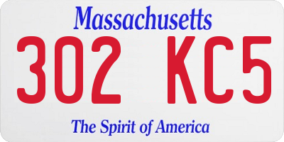 MA license plate 302KC5