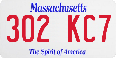 MA license plate 302KC7