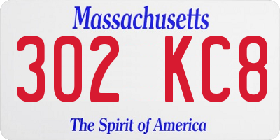MA license plate 302KC8