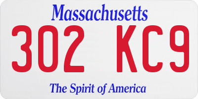 MA license plate 302KC9