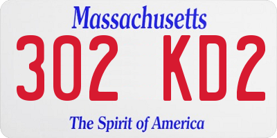 MA license plate 302KD2