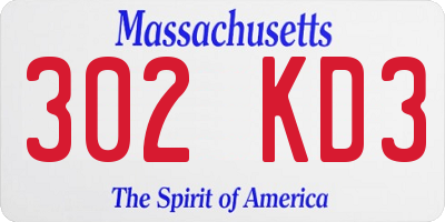 MA license plate 302KD3