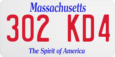 MA license plate 302KD4