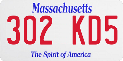 MA license plate 302KD5