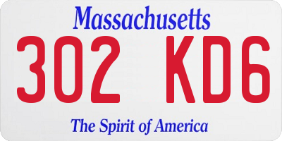 MA license plate 302KD6