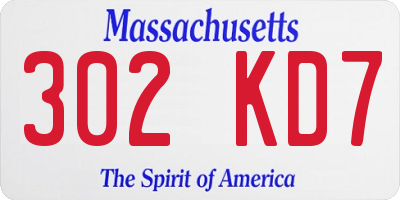 MA license plate 302KD7
