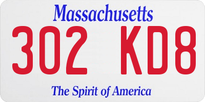 MA license plate 302KD8