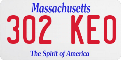 MA license plate 302KE0