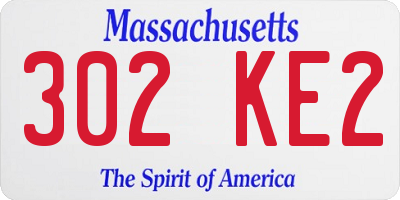 MA license plate 302KE2