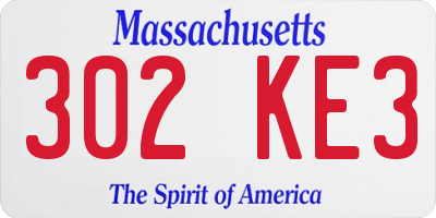 MA license plate 302KE3