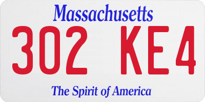 MA license plate 302KE4