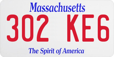 MA license plate 302KE6