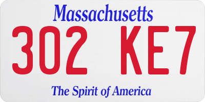 MA license plate 302KE7