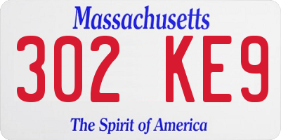 MA license plate 302KE9