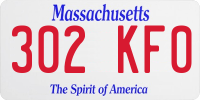 MA license plate 302KF0