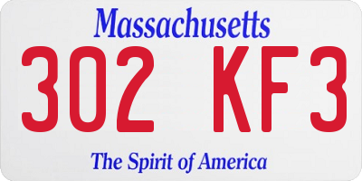 MA license plate 302KF3