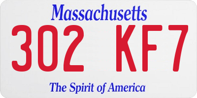 MA license plate 302KF7