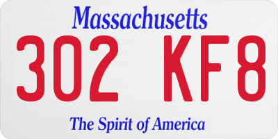 MA license plate 302KF8