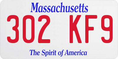 MA license plate 302KF9