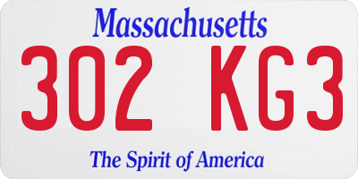 MA license plate 302KG3