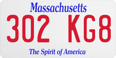 MA license plate 302KG8