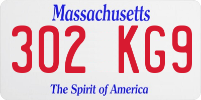 MA license plate 302KG9
